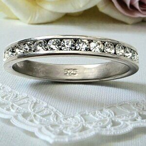 Sterling Silver Ring Channel Set Cubic Zirconia Eternity Band Formal Jewelry 8